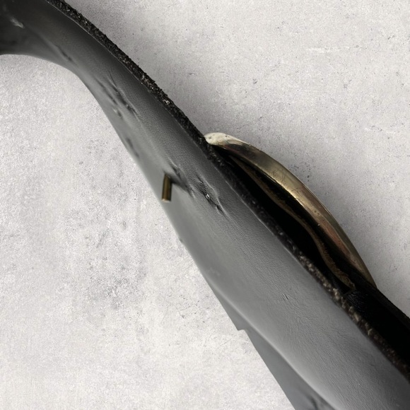 Susan Hyman Vintage Black Suede Belt Wide Studded Half Moon Buckle 80s Statement - Picture 8 of 15